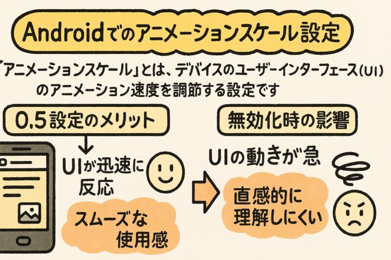 Androidでのアニメーションスケール設定：0.5設定のメリットと無効化時の影響