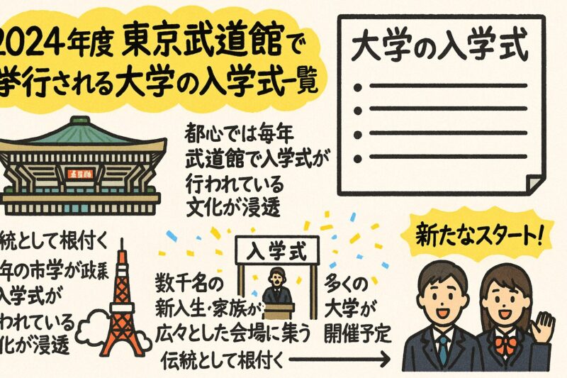 2024年度、東京武道館で挙行される大学の入学式一覧