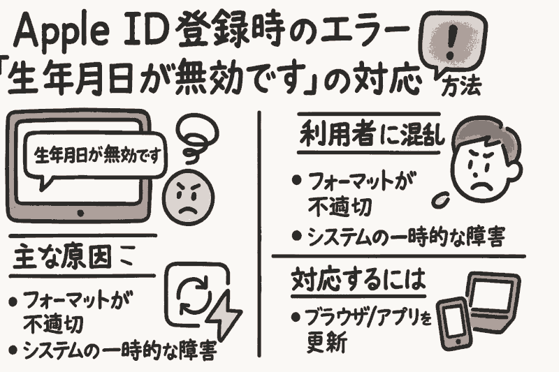 Apple ID登録時のエラー「生年月日が無効です」の対応方法