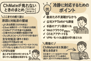 ChMateが見れないときのまとめと、冷静に対応するためのポイント