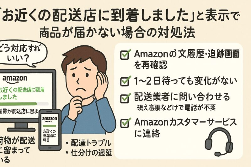 「お近くの配送店に到着しました」と表示されても商品が届かない場合の対処法