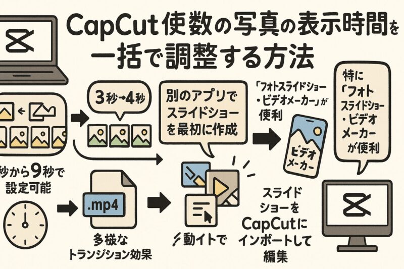 CapCutを使って複数の写真の表示時間を一括で調整する方法